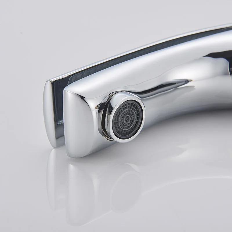 Chrome Copper Hot And Cold Water Faucet Column Basin Basin Bace Basin Wash Basin Faucet Elegant Curve Deck Installation