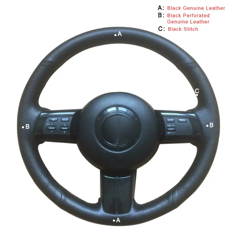 Genuine Leather Авто оплетка на руле Крышка для Mazda MX-5 Miata 2009-2013 RX-8 2009-2013 CX-7 2007-2009 DIY автомобильные Чехлы автостайлинг - Название цвета: Genuine Leather