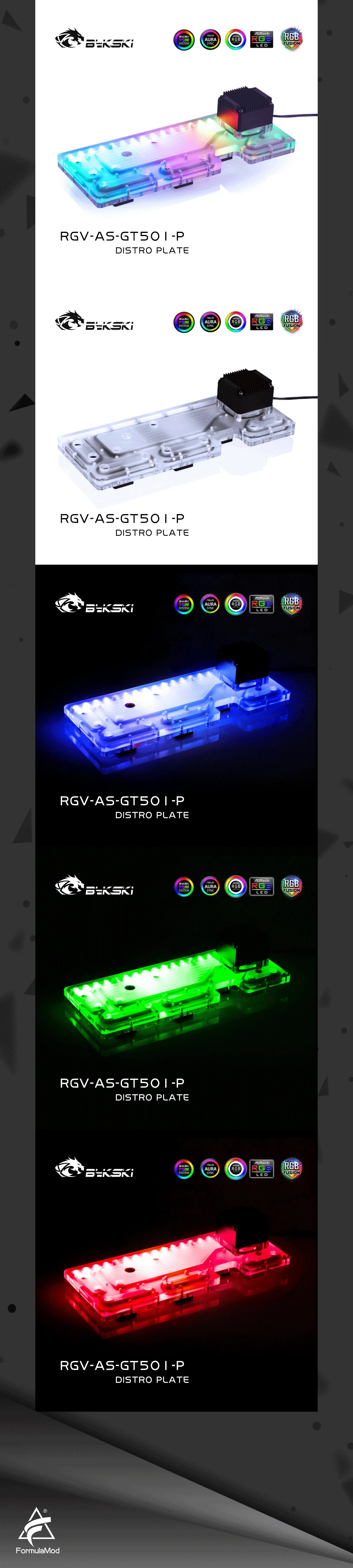 Bykski Distro Plate For Asus TUF GT501 Case,  Acrylic Waterway Board Combo DDC Pump, 5V A-RGB, RGV-AS-GT501-P  