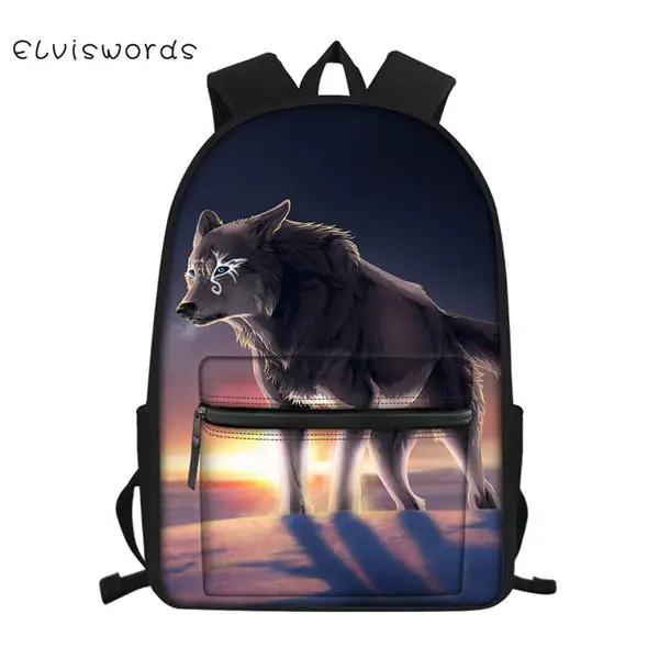 CDWX3806Z58 ELVISWORDS модный детский школьный полотняный рюкзак "Fantasy Wolf" узор школьный рюкзак милые принты в виде зверей дорожные рюкзаки - Цвет: CDWX3806Z58