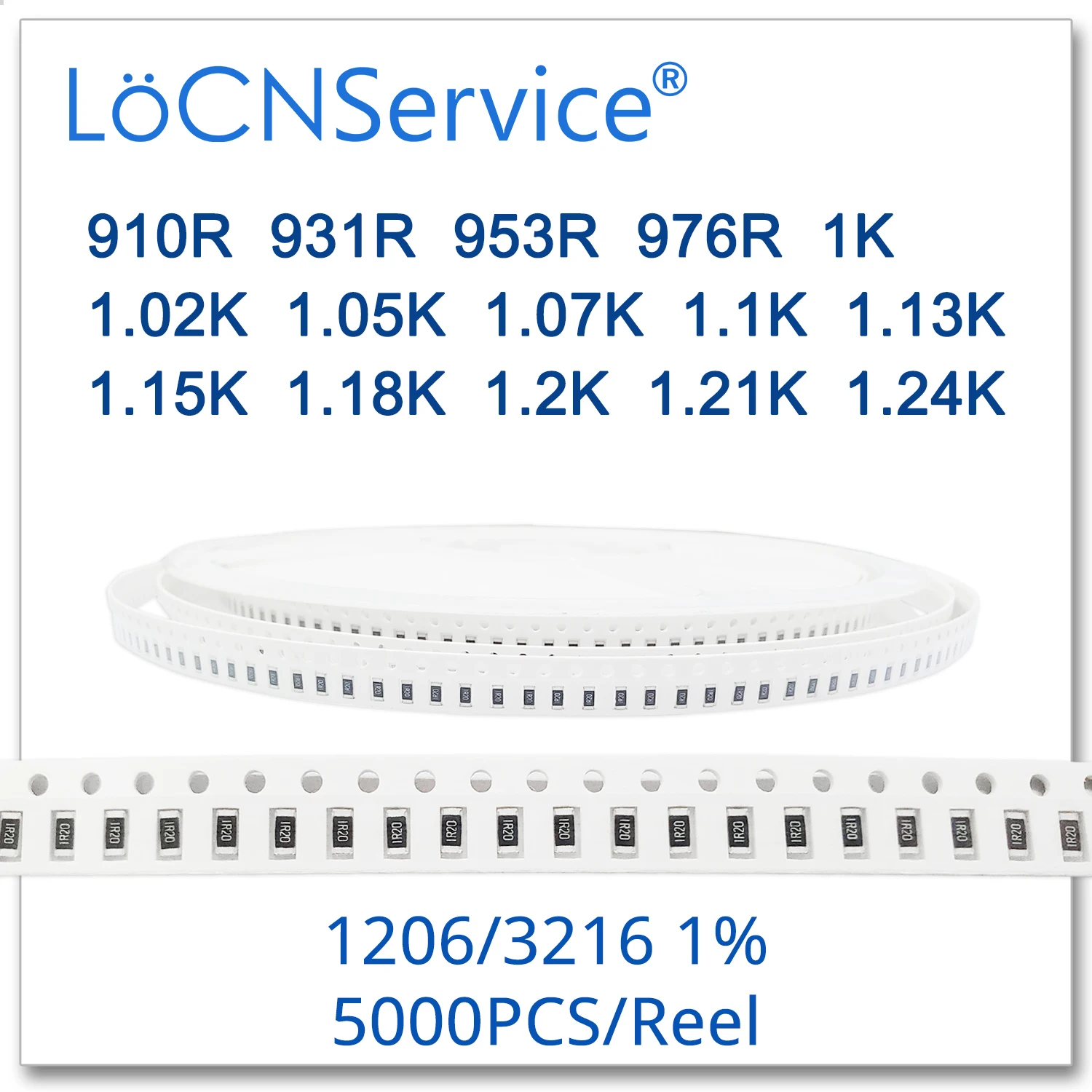 LoCNService 1206 1% 5000 шт. 910R 931R 953R 976R 1K 1 02 K 05 07 13 15 18 2 21 24 3216 резистор Ом | Электроника