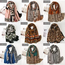 Visrover Tropical Natural Animal Leopard Beach Scarves Big Shawl Printing Scarf Hijab Women Scarfs Fashion For Summer Wholesales