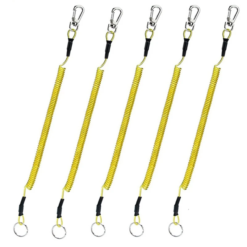Key Lanyard Fishing Missed Rope Key Koord Key Chain Elastic Coil Stretch Tether Fashion Wire Spring Rope Lockable Metal Key Cord