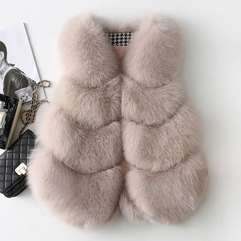 

FURSARCAR Real Fox Fur Vest Short Style Thicken Sleeveless Vest Fashion Lady Multicolor Custom Women Winter Black Fur Waistcoat