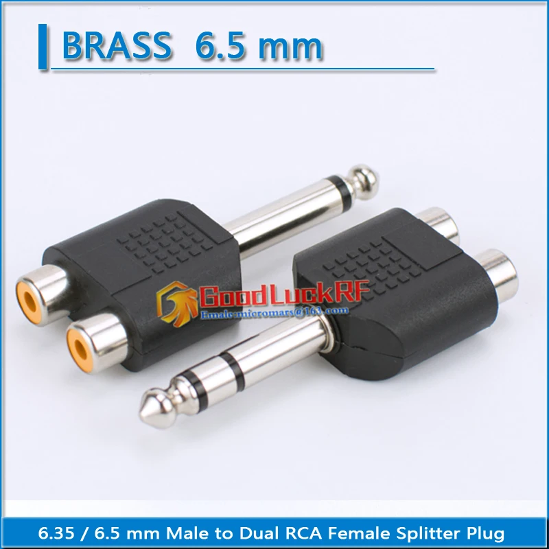 6.35/6.5Mm Maschio A Doppio Rca Femmina Adattatore Audio E Video Collegamento Lotus Tre Split Rca Rf Connettore Av