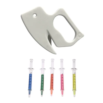 

5 Pcs Needle Tube Highlighter Fluorescent Pen & 1 Pcs Letter Openers Plastic Stainless Steel Envelope Letter Cutter