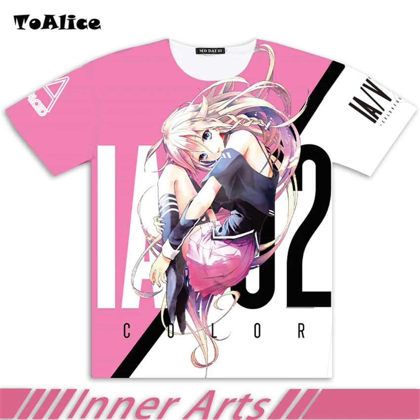 

VOCALOID IA T shirt 2018 Japanese Anime Cosplay Clothing Full Graphic T-shirt For Man & Women Brand Camiseta Otaku Drop Ship