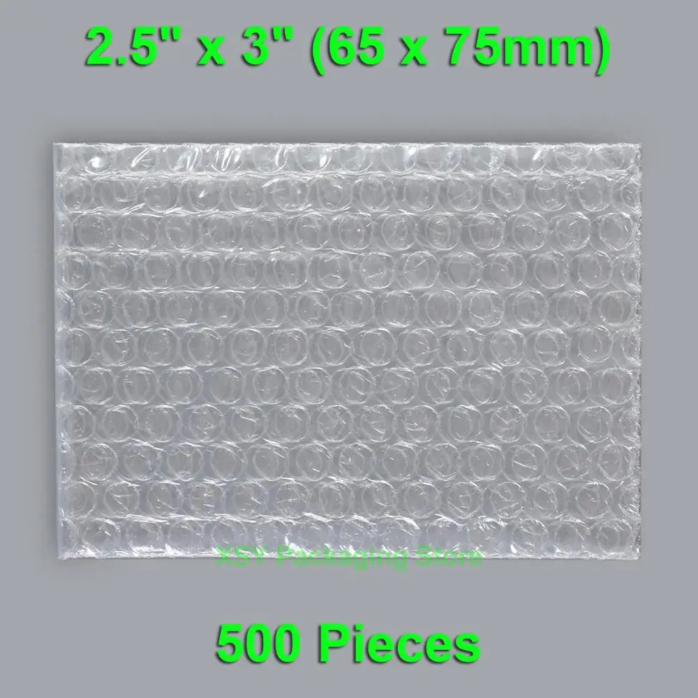 500 штук 2," x 3"(65x75 мм) прозрачные Пузырьковые пакеты маленького размера пластиковые упаковочные конверты полиэтиленовые пакеты мини-посылка в рулоне