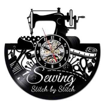 

Vintage Vinyl Record Wall Clock Modern Design Sewing Stitchcraft Vinyl CD Clocks Art Wall Watch Craft Home Decoration 12 inch