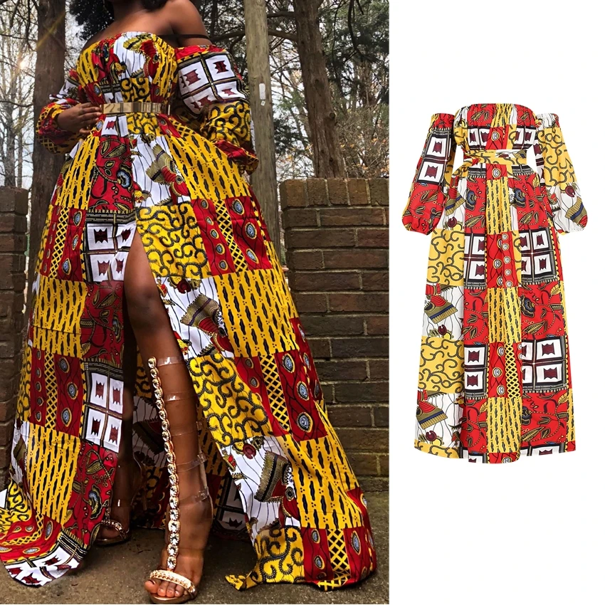Женская одежда в африканском стиле платья с принтом Дашики платье длинным