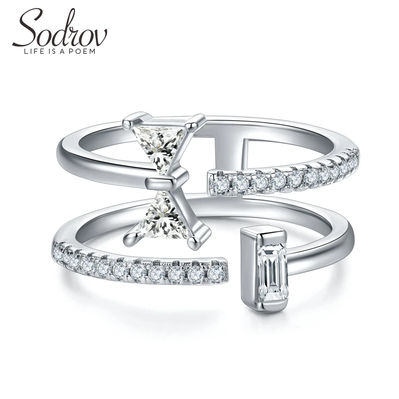 SODROV, треугольный циркон, камень, обручальное серебряное кольцо для женщин, 925 пробы, серебро, хорошее ювелирное изделие, серебро 925, кольца