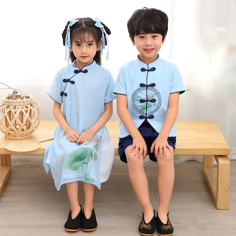 

Lotus Pond Moonlight Children Chinese Clothing Immortal Men And Women Child Baby Ancient Costume Young STUDENT'S Daily Life Impr