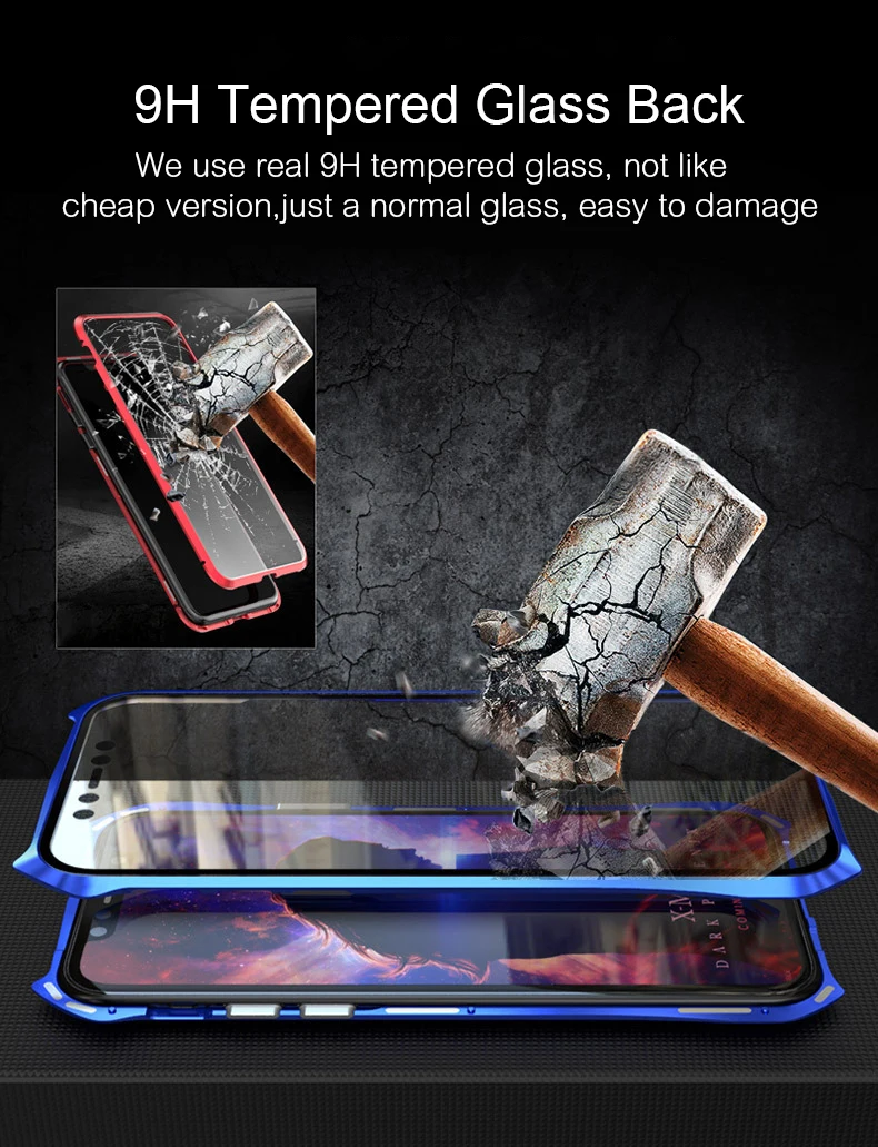 Роскошный Алюминиевый металлический бампер двухсторонний прозрачный стеклянный Магнитный чехол для Apple iPhone 11 Pro Max Magnet Case 360 Защитный чехол