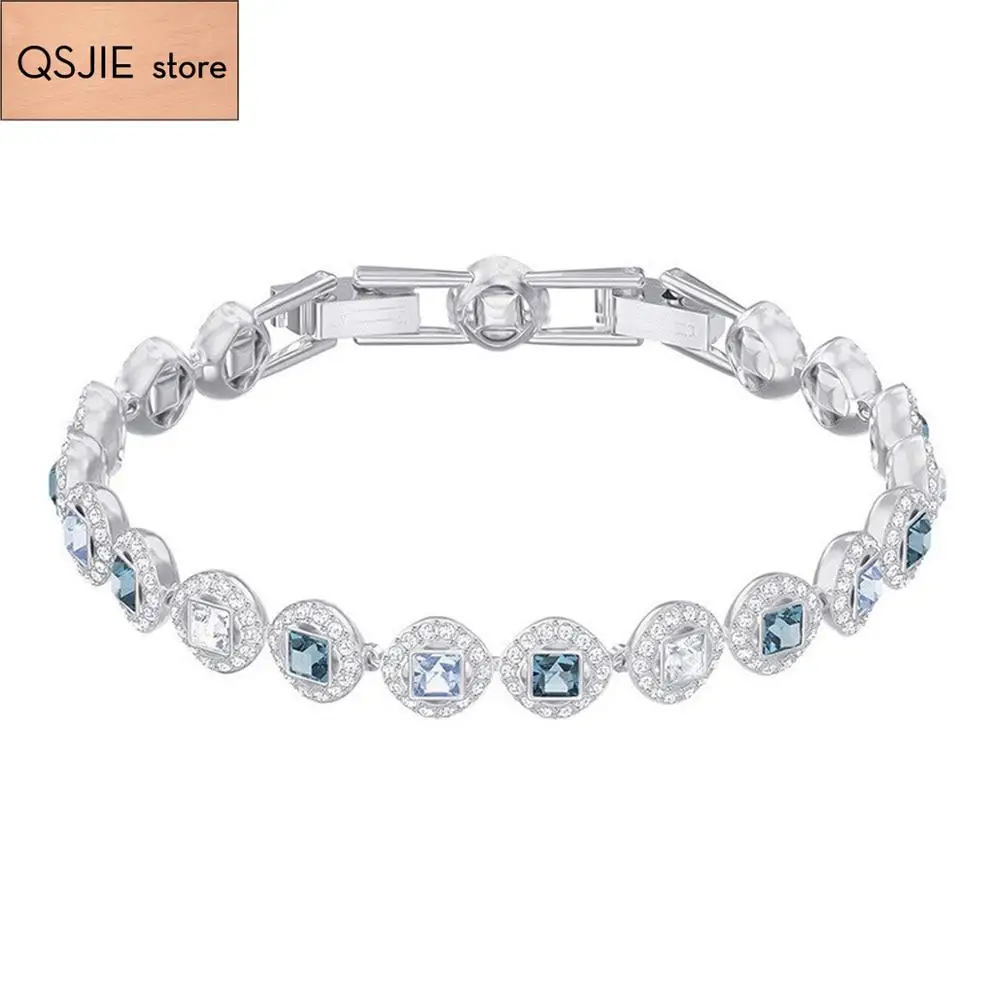 QSJIE высококачественный SWA оригинальный Angel квадратный браслет женский Однорядный Круглый Гламурные модные