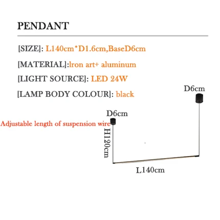 across pendant 24w Современный светодиодный настенный светильник длинный подвесной светильник s простой скандинавский гостиной диван задний настенный светильник прикроватный Торшер для спальни - Цвет абажура: across pendant 24w