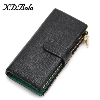 

XDBOLO Leather Women Wallet Card Holder Clutch Women Bag Genuine Leather Woman Wallets Large Colorful Women's Leather Wallet