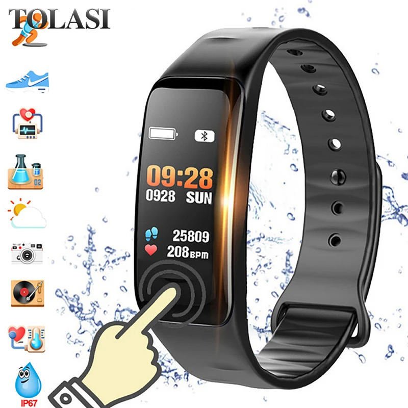 

Color Screen C1S Smart Bracelet Waterproof Heart Rate Monitor Health Fitness Tracker Bluetooth Smart Watch for Sport PK MI Band4