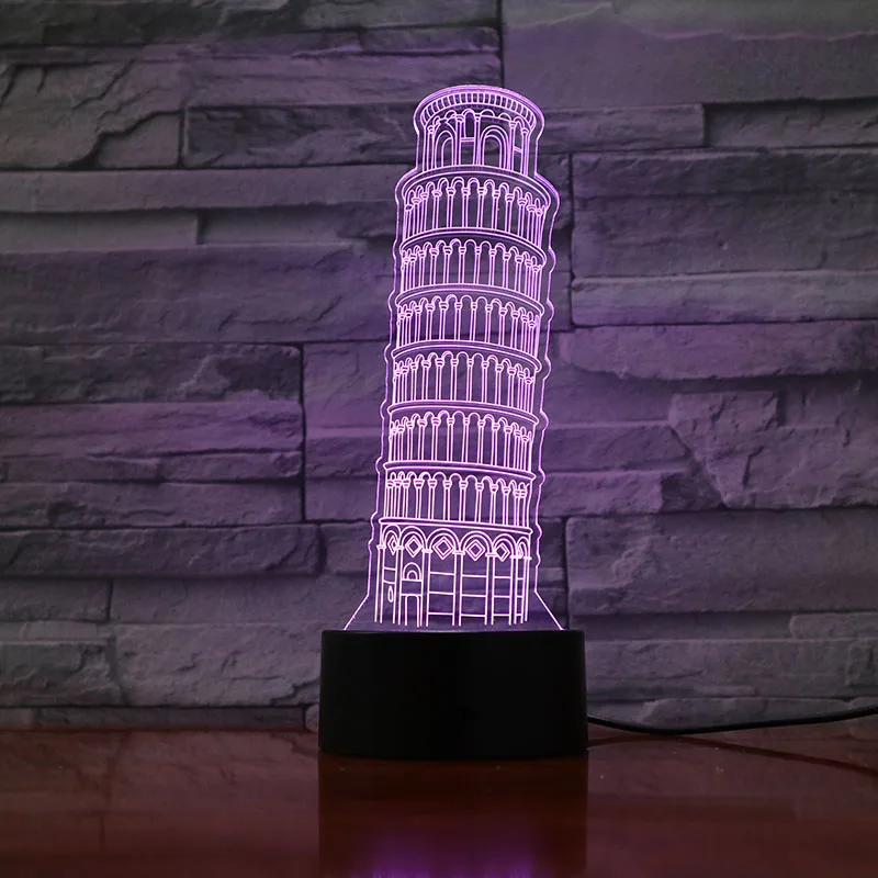3D лампа Пизанская башня Торре Pendente Di PisaTorre Di Pisa лучший подарок для детей светодиодный ночной Светильник