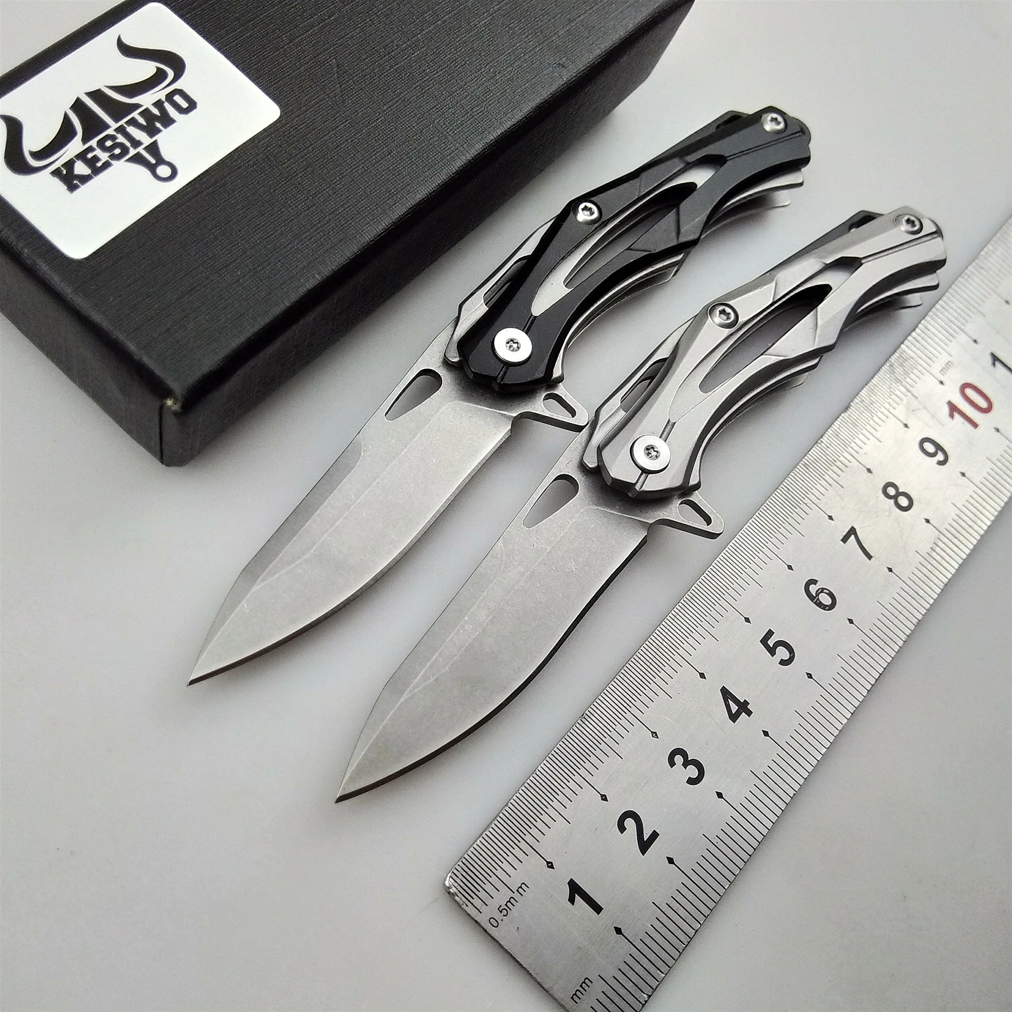 

KESIWO mini D2 folding knives small key chain ring camping survival pocket knife flipper rescue multi fishing new EDC hand tools