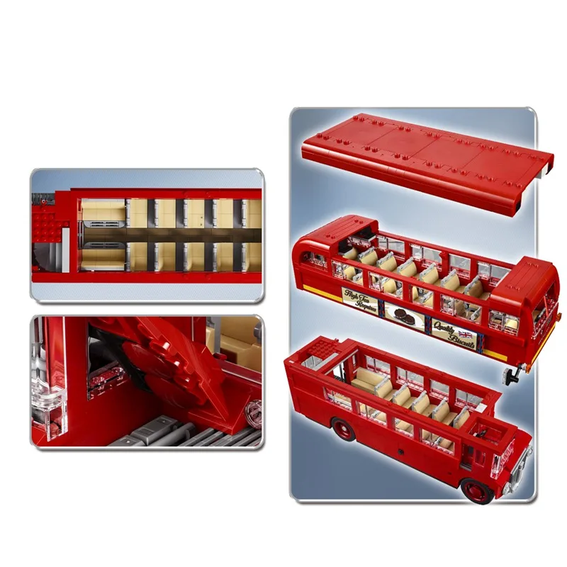 Конструктор Lepinblocks Technic Block The London Bus, 1716 шт., конструктор, строительные блоки, игрушки для детей, машинка, подарки, 21045 10258