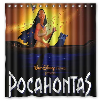 

Eco-friendly Mildewproof Bathtub Shower Curtain With 12 Hooks 71*71 inch Custom Pocahontas Waterproof Bath Curtain