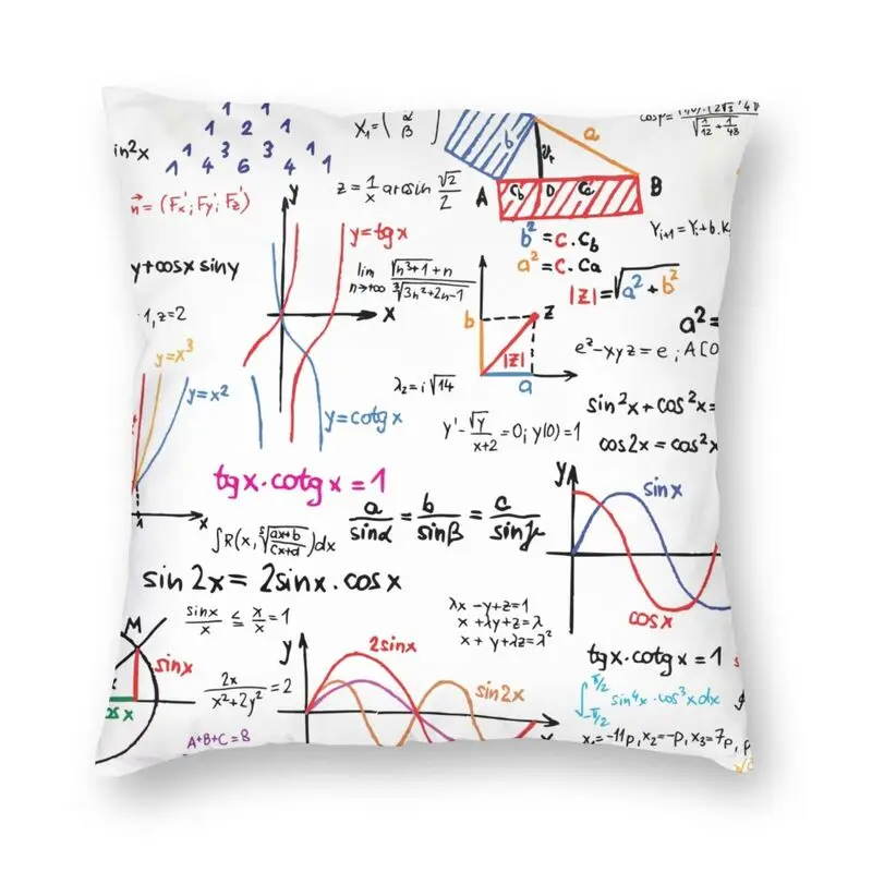 

Mathematics Formulas Numbers Cushion Covers Math Science Teacher Gift Velvet Luxury Throw Pillow Case for Sofa Home Decor