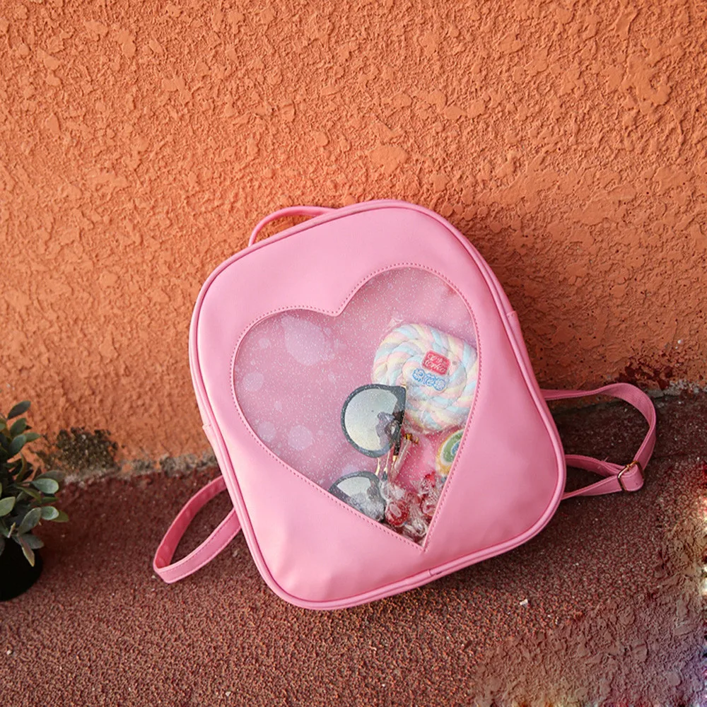 Сумка Ita ярких цветов из искусственной кожи DIY прозрачный рюкзак в форме сердца Kawaii школьные сумки Харадзюку для девочек-подростков Прямая поставка
