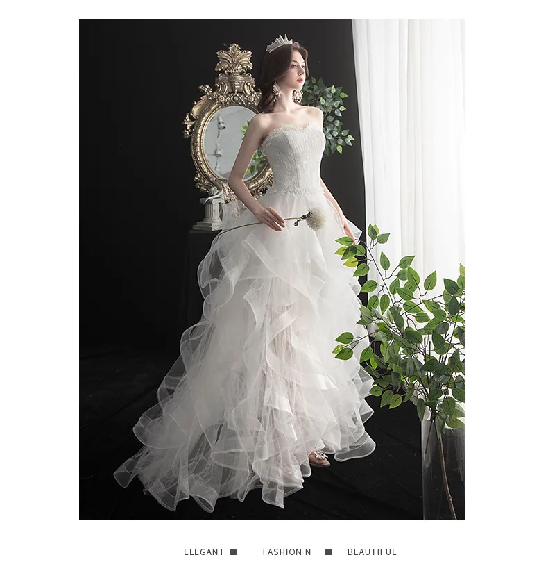 simple wedding dresses Vestido De Noiva 2022 New Front Short Long Back Strapless Wedding Dress Sweet Bride Dress With Train Custom Made Wedding Gown L plus size wedding dresses