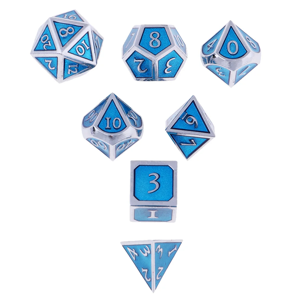 Board Gaming Dices Set of 7 Dice Poly Polyhedral Dice D4 D6 D8 D10 D12 D20 for Role Cup Player 