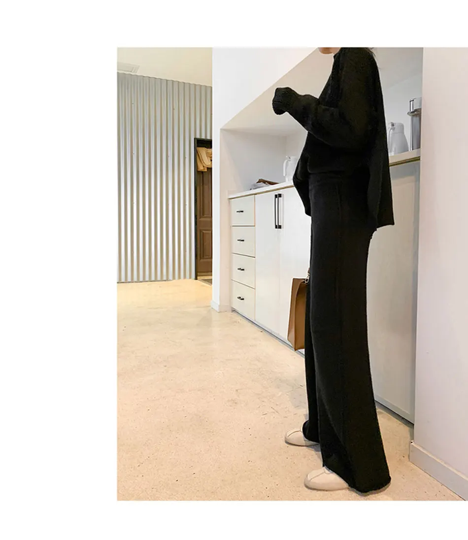 Genayooa, высококачественный кашемировый спортивный костюм, женский зимний комплект из двух предметов, штаны, Женский комплект 2 шт., свитер+ штаны, комплект для офисной леди, корейский стиль