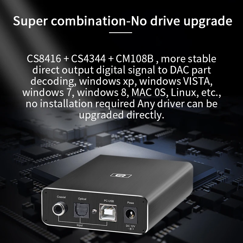 HIFI Optical Fiber Coaxial USB DAC Headphone Decoder 24BIT 192Khz audio Stereo amplifiers For Home Speakers Bass Treble Control