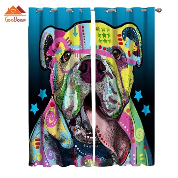

Graffiti Totem Shar Pei Dog Diversity Window Curtains Living Room Outdoor Fabric Drapes Curtain Home Decor