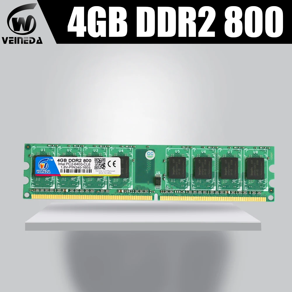 VEINEDA DDR2 4GB 800MHz PC2-6400 240Pin Память Dimm ddr2 4 Гб 667 PC5300 только для рабочего стола AMD Ram