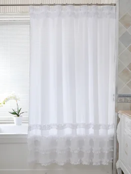 

Pure White Princess Shower Curtain Waterproof Musty Thickened Toilet Shower Curtain Cut Off Curtain Bathroom Decoration
