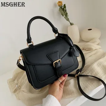 

MSGHER Vintage Solid Women Shoulder Bag New Style 2019 Flap Classical Practical Joker Casual Autumn Hasp Lady Bag WB3033
