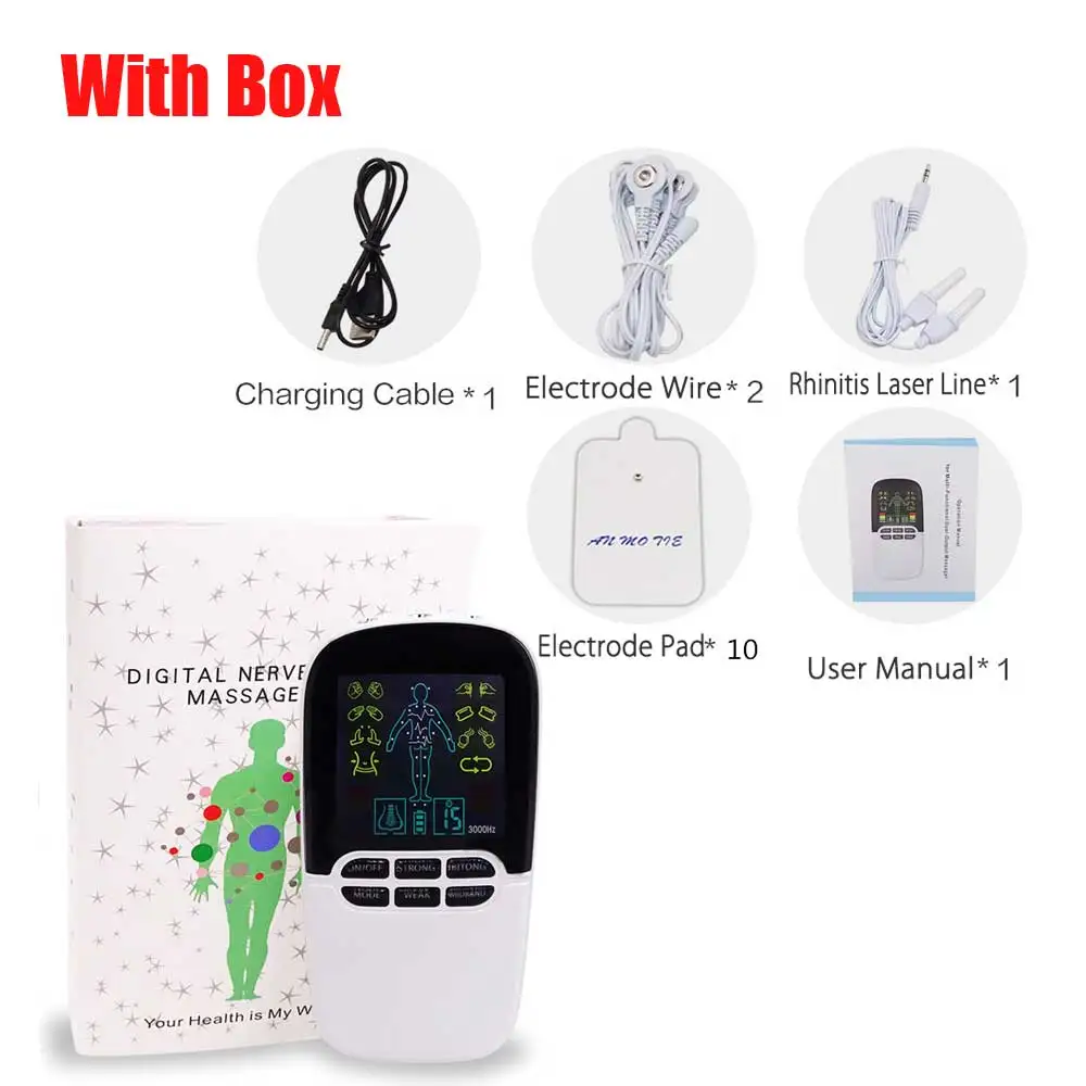 With Box Tens EMS Boby массажер ринит аллергический релевер электро стимуляция мышечный Стимулятор электростимулятор меридианная физиотерапия - Цвет: With Box