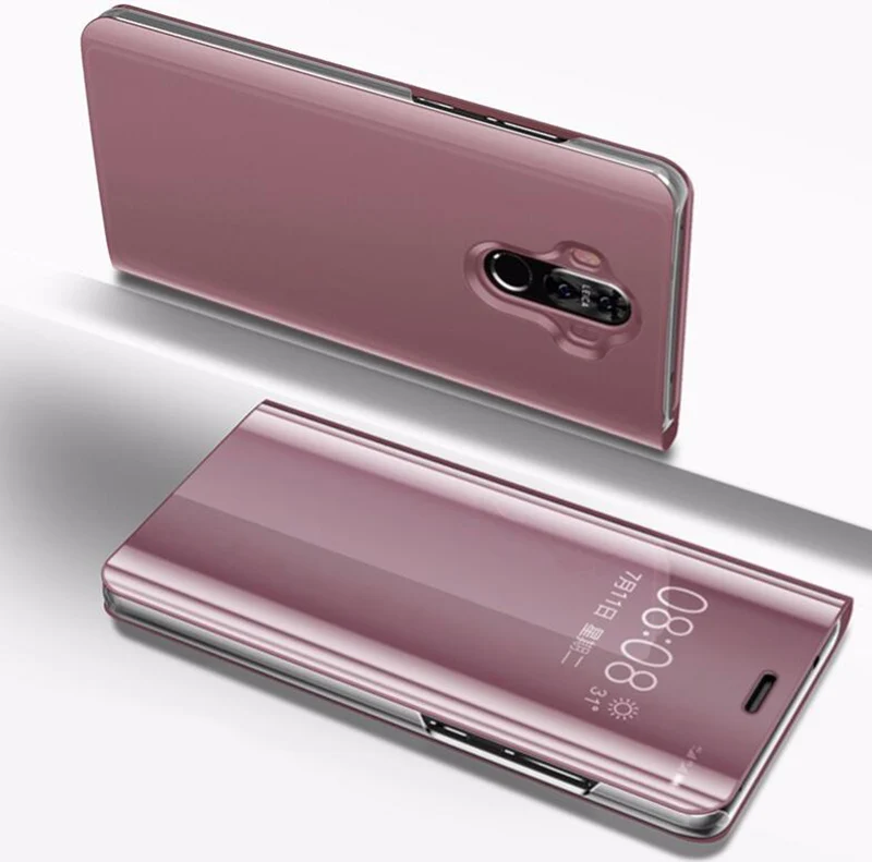 Умный зеркальный флип-чехол для samsung Galaxy S8 S9 S10 плюс S10e S6 S7 Edge Note 9 8 J7 J5 A6 A8 J4 J8 J6 A5 крышка - Цвет: Rose Gold
