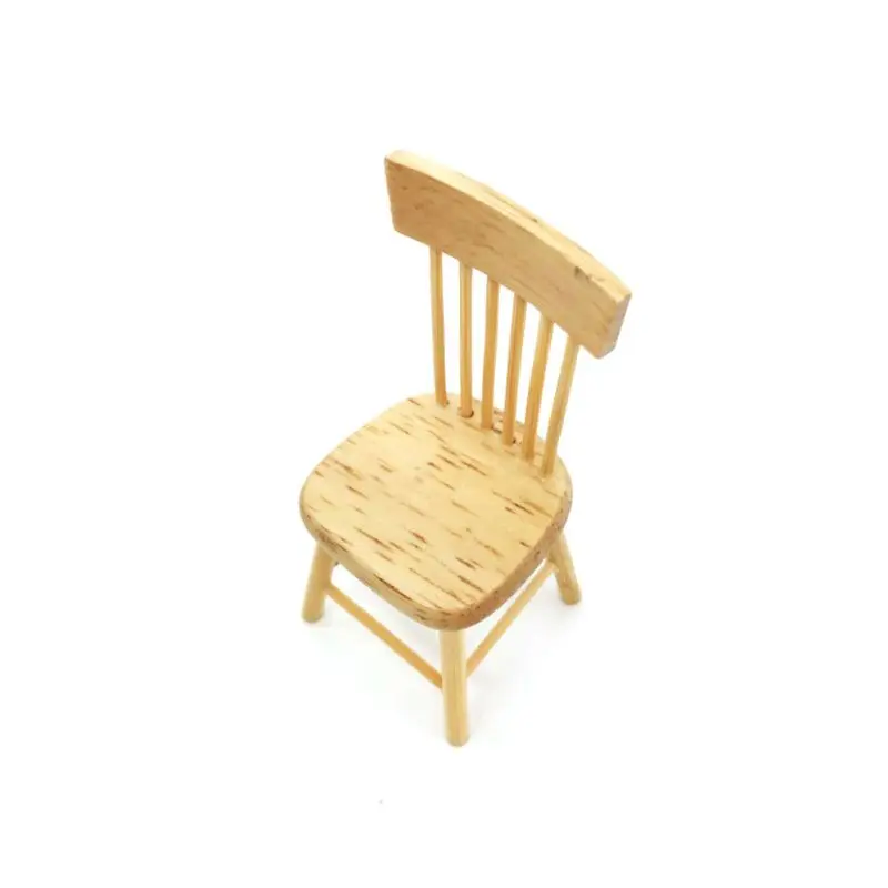 1:6 1:12 Miniature Dollhouse Mini Wooden High Table Chair Doll House Furniture Pretend Play Toys Accessories Decoration R9UE