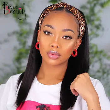 

Yaki Straight Headband Wigs For Black Women Brazilian Headband Hair Wigs Human Hair Full Machine Made Wig Ever Beauty Remy