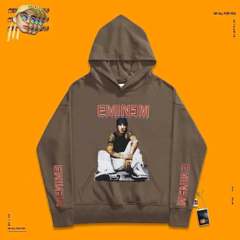 Пуловер с круглым вырезом, bboy rap, Новое поступление, самодельные уличные толстовки на заказ, худи для пары, Ins, модный принт, ткань, свободный стиль - Цвет: Deep coffee color
