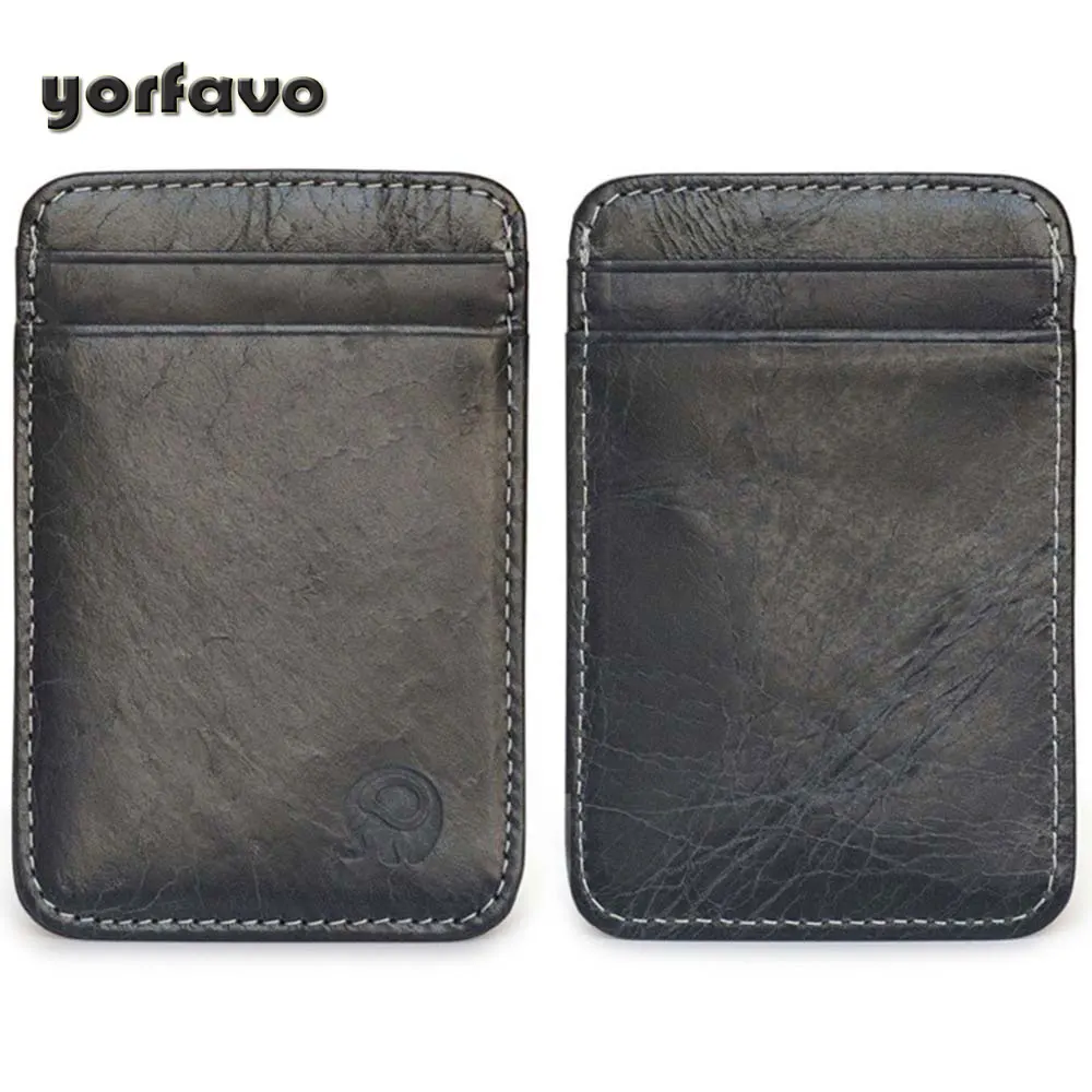 

Yorfavo 5 Slots Ultra-thin Card Holder Genuine Leather Money Bag Unisex Wallets Mini Coin Purse