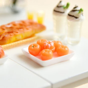 

1 Plate+6 Fake Oranges 1/12 Dollhouse Miniature Fruit Accessory Simulation Cute Model Toy Doll House Decoration