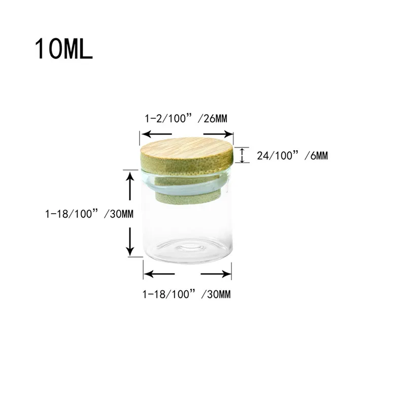 5 шт., Мини Стеклянная бутылка с бамбуковой крышкой, стеклянные банки для хранения чая, кофе, фасоли, конфеты, еда, деревянная крышка, многофункциональные герметичные бутылки - Цвет: 30x30mm-10ml