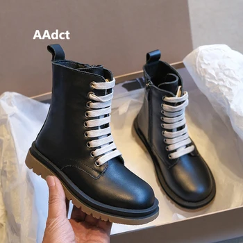 

AAdct 2020 fashion girls boots autumn new Martin kids boots for boys Brand short genuine leather children shoes British style