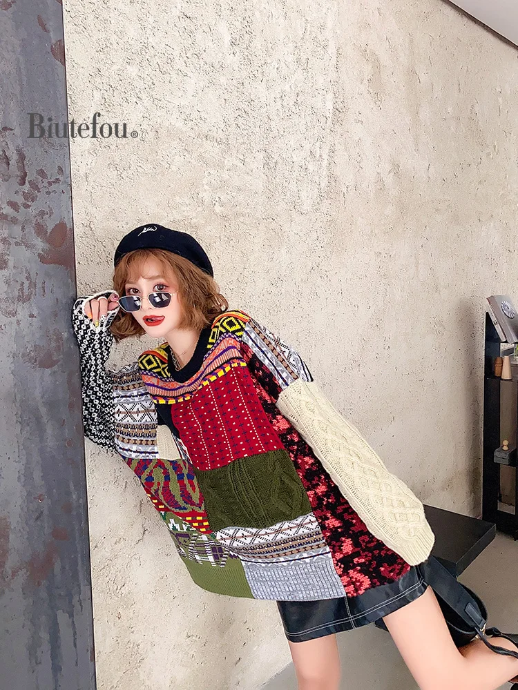 

2020 Autumn women multicolor loose sequined sweaters