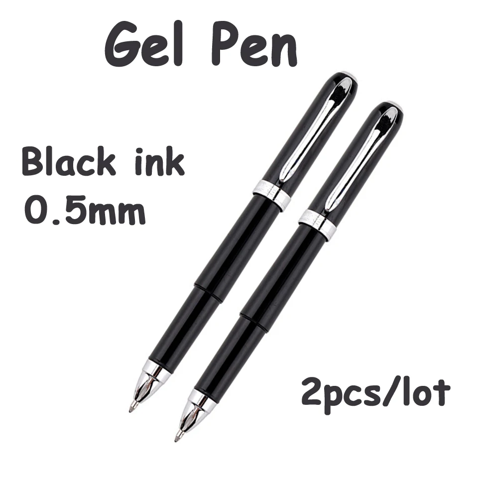 2pcs-0.5mm Гелевая ручка 0,5-0,7-1,0 мм перо Шариковая ручка большой емкости с большими чернилами для письма супер гладкая ручка для офиса и школы - Цвет: 2pcs-0.5mm