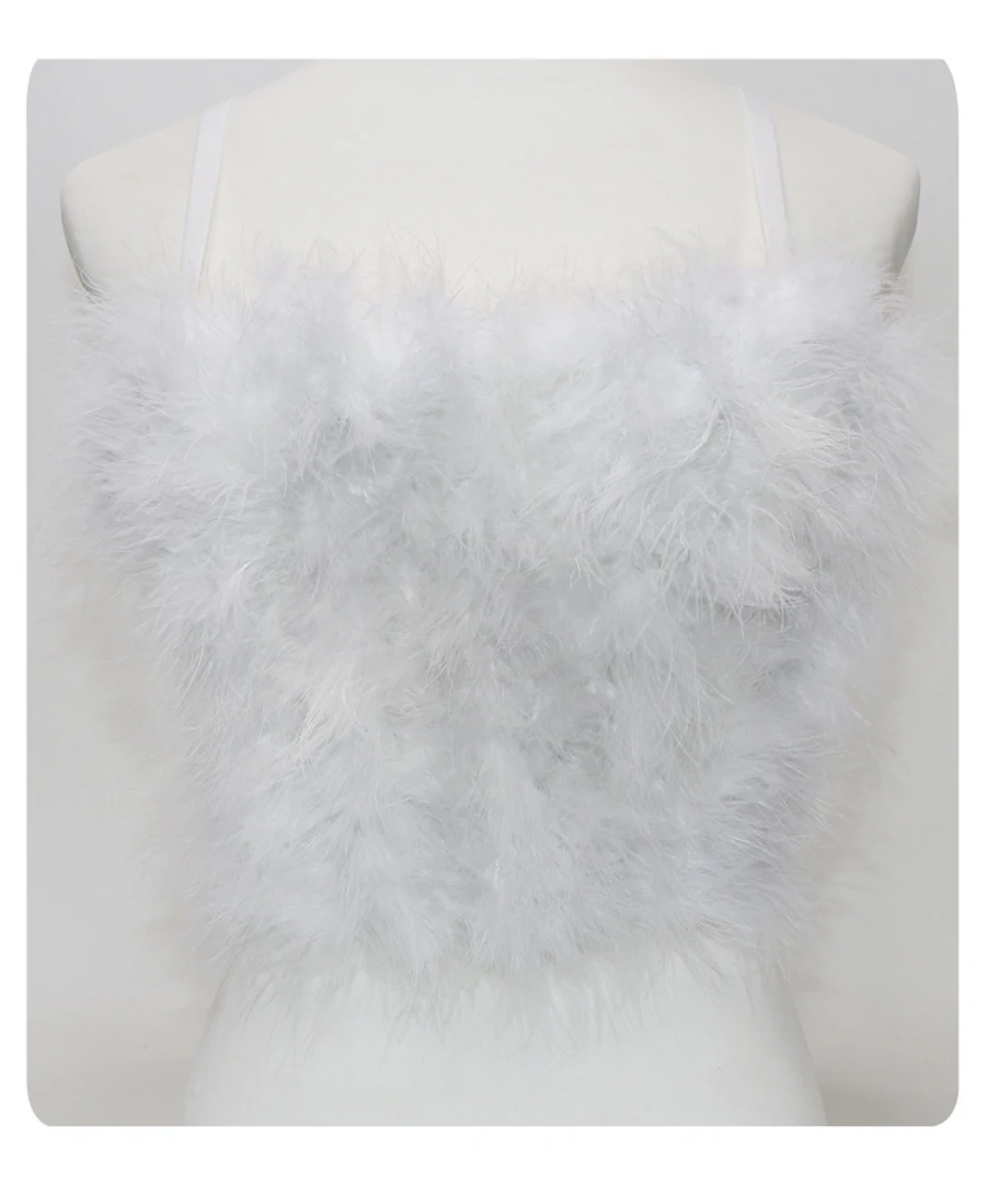 Faux Fur Solid Pink Performance Crop Top To Wear Out Autumn Corset Top Sexy Tops Women Bra Push Up Bustier Female Tops Mujer white bra