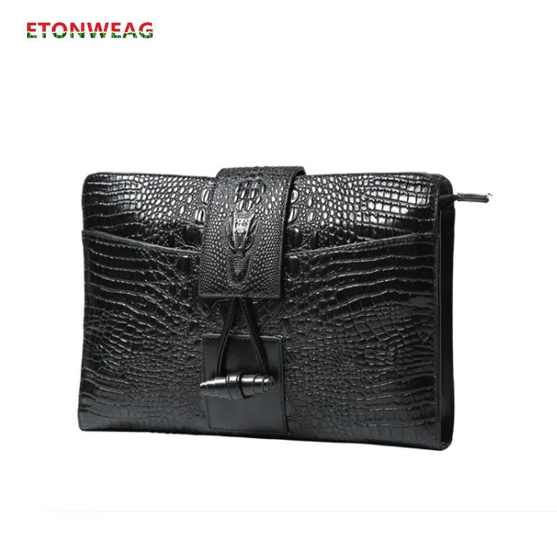 2021 New Crocodile pattern Leather Day Clutches Men Luxury Brand Clutch