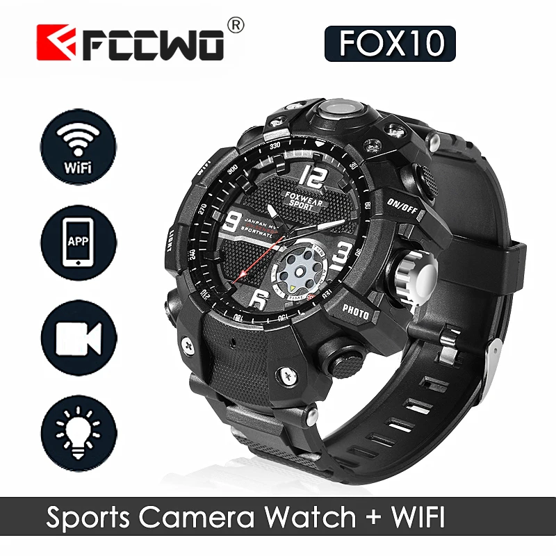 

FOX10 2019 New Sports Camera Watch Remote Wifi Large Capacity HD Camera Wristband Glare lighti IP67 Waterproof Watch Smart Watch