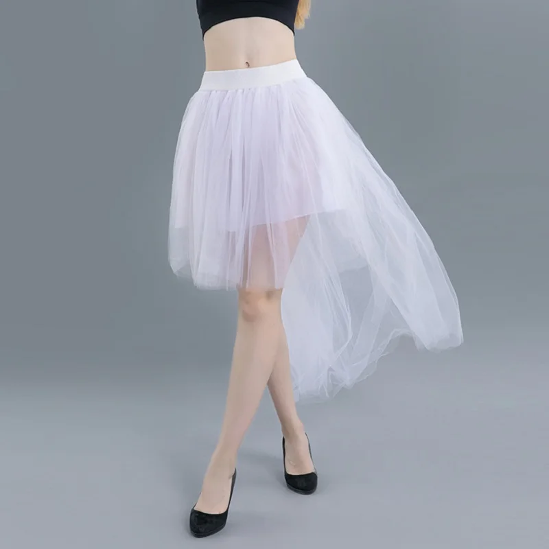 White Lady's Princess Tutu Tulle Midi Above Knee Skirt Underskirt Princess Ballet Dance Pettiskirts Underskirt CQ038